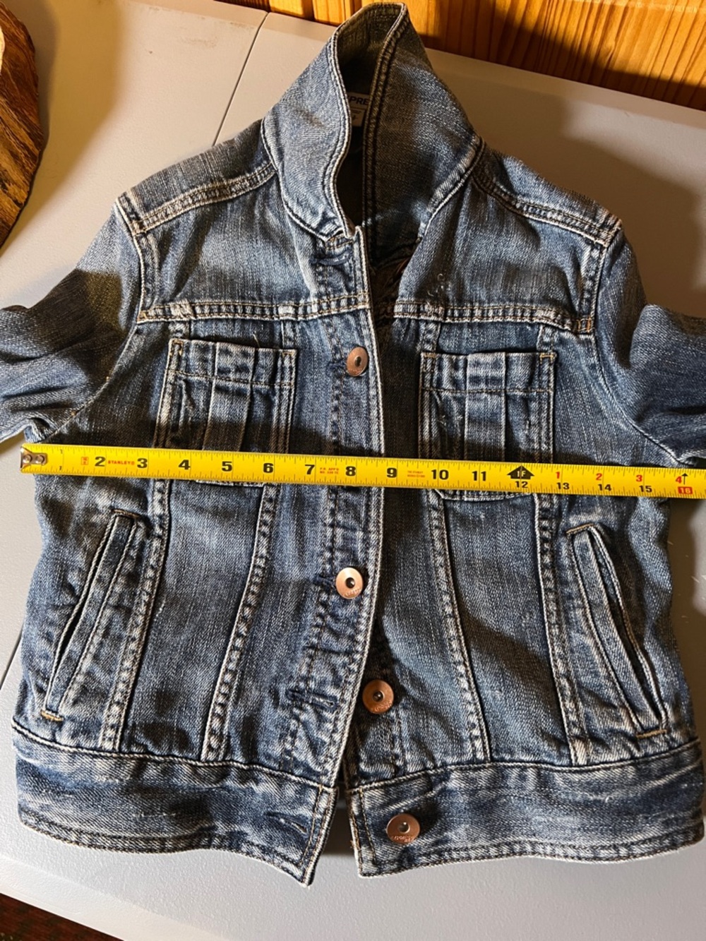 Express Distressed Cropped Jean Jacket, size S - Picture 12 of 16